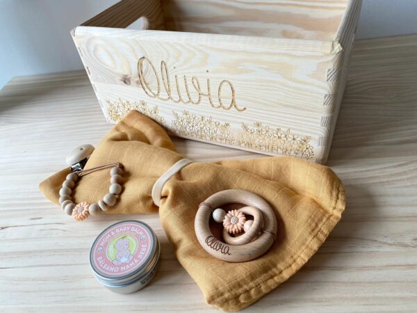 Caja madera flores