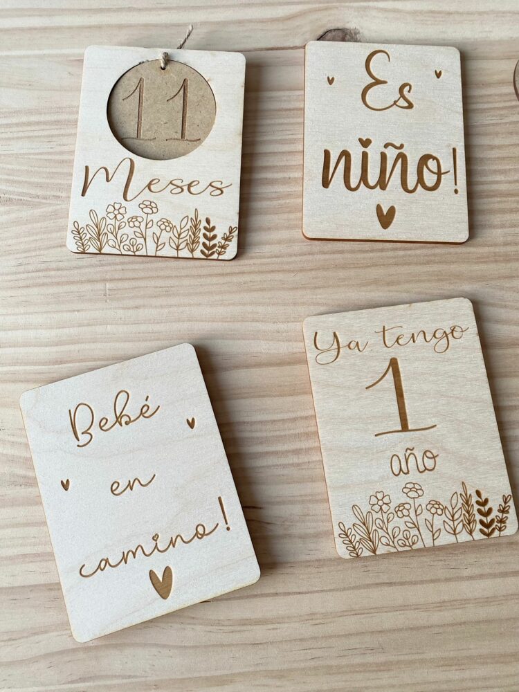 Placas cumplemes personalizadas para embarazo y llegada del bebé