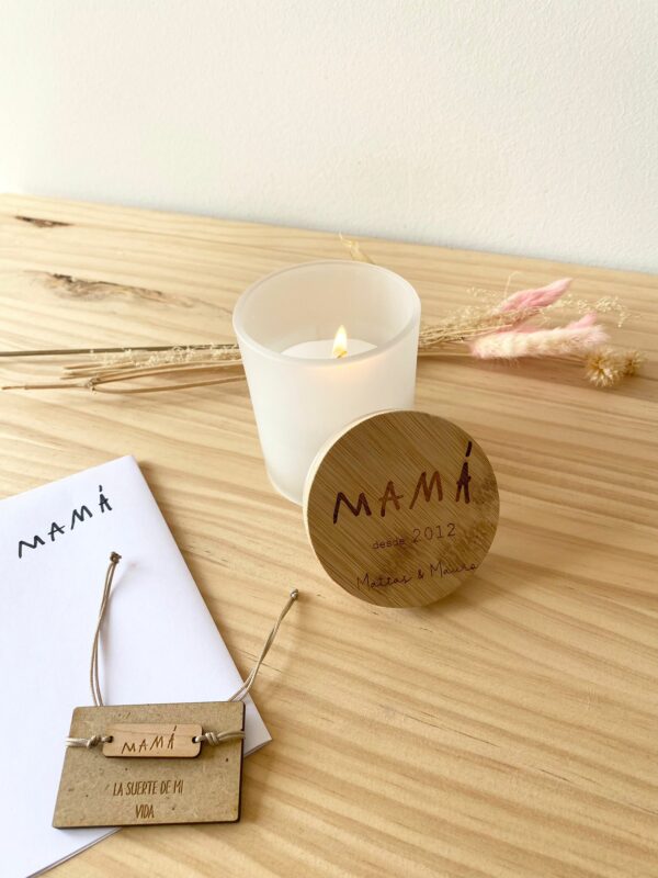 Vela con tapa de madera
